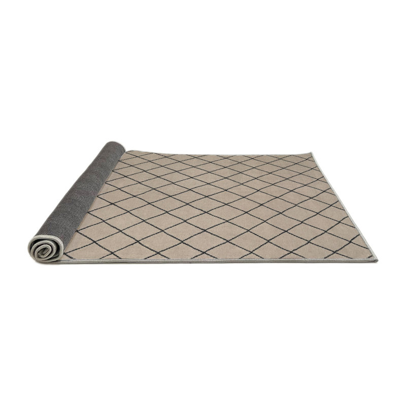 Tapis contemporain gris / noir, Rond 8 pi x 8 pi