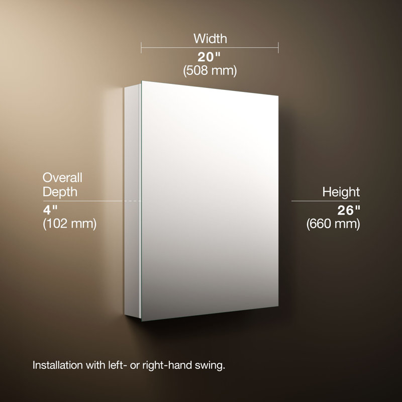 Embark Premium  Rectangular Medicine Cabinet, 26" H x 20" W x 4" D