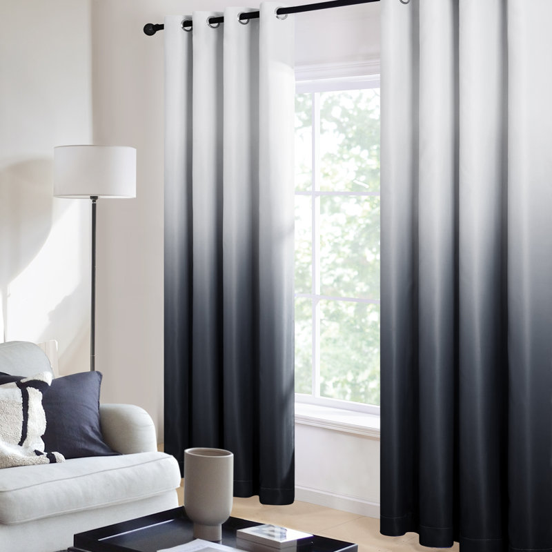 Dorinda  Room Darkening Curtain Single Panel, Black, 52" W x 95" L