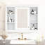Armoire de rangement pour salle de bain avec miroir, 35 po x 27,5 po, paroi intérieure spacieuse pour la salle de bain, design fonctionnel, apparence élégante-206632703