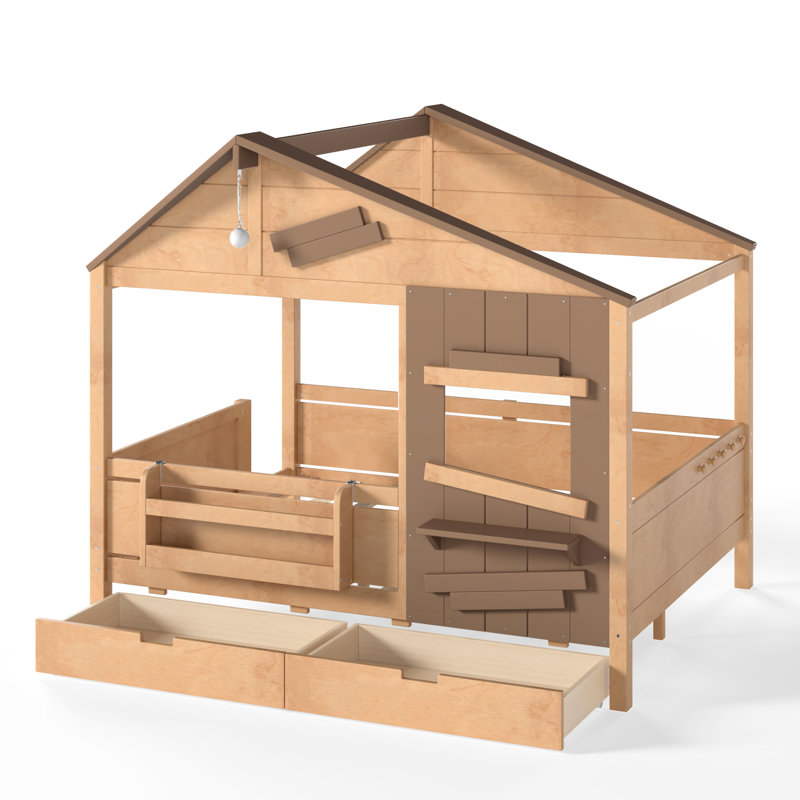 Lits doubles avec rangement, structure en bois MDF de style ferme pour maison d'enfants