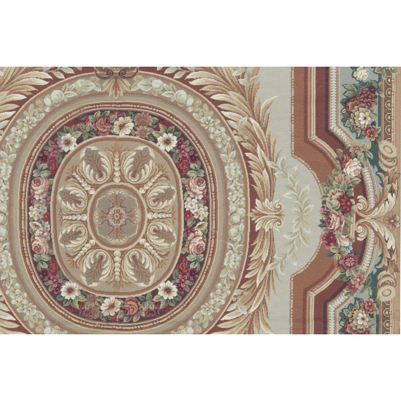 Hand-Knotted High-Quality Red and Green Area Rug