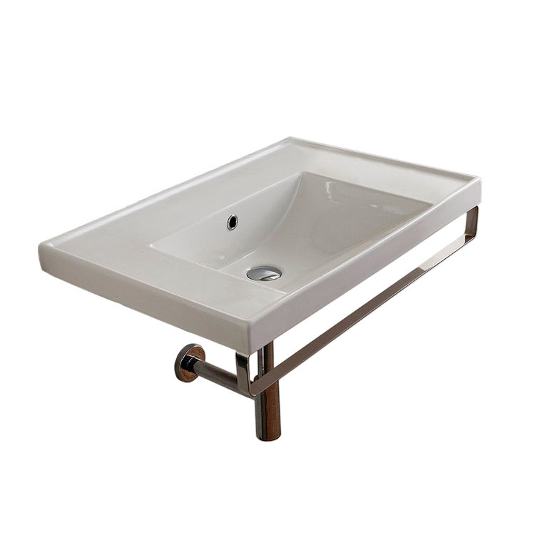 Scarabeo By Nameeks ML 18.5'' White Ceramic Rectangular Bathroom Sink with Overflow