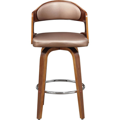 27-Inch Swivel With Wood And Faux Leather, Rose Shade, Mid-Century Style, 360 Swivel, For Counters , Black Rotation, Polished Footrest Kitchens