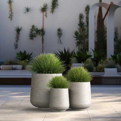 Ensemble de pots à fleurs en ciment 3 pièces Brennus