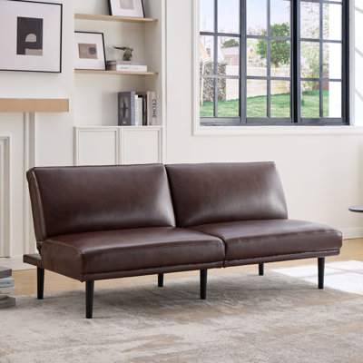 71.66" Wide Modern Faux Leather Convertible Sofa For Living Room, Apartment & Guest Room