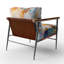 Brierly - Fauteuil d'appoint rembourré à motif floral orange et bleu-224026208
