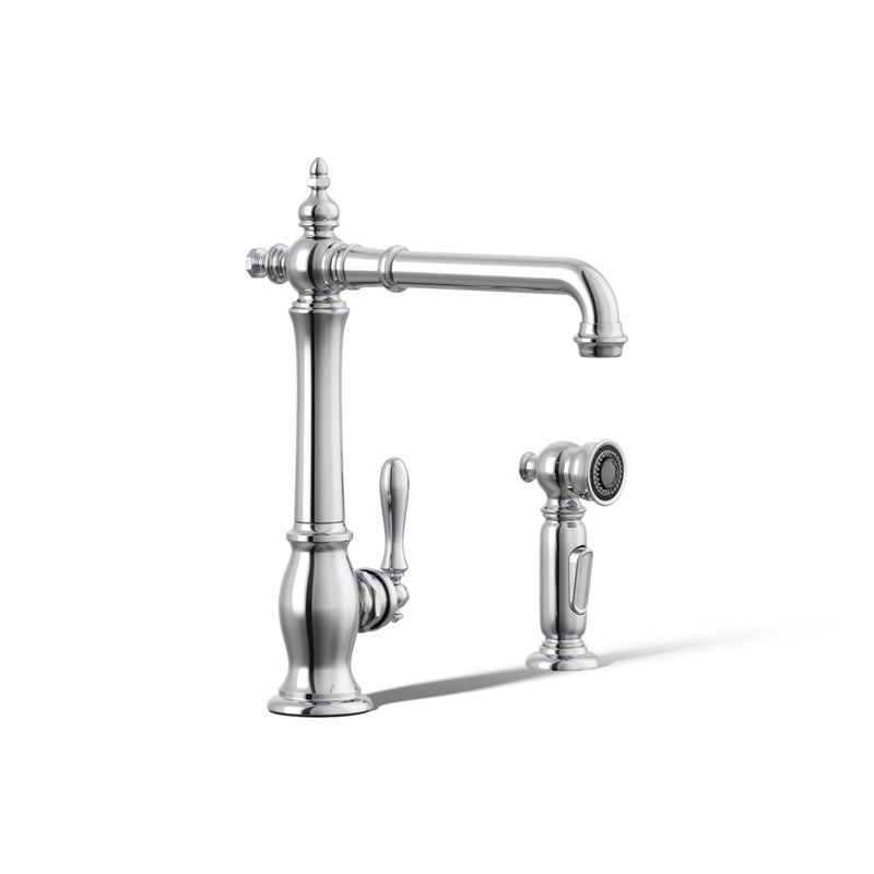 Robinet d'évier de cuisine à poignée simple Artifacts, Chrome poli