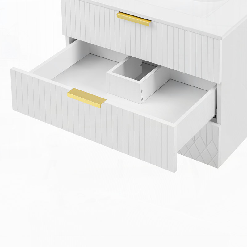 Armoire flottante murale 24 po avec tiroir, Blanc