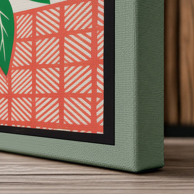 Potted Plant with Characters Japandi - Wrapped Canvas, 24x16 - 61.0 x 40.6 cm, Sage Border