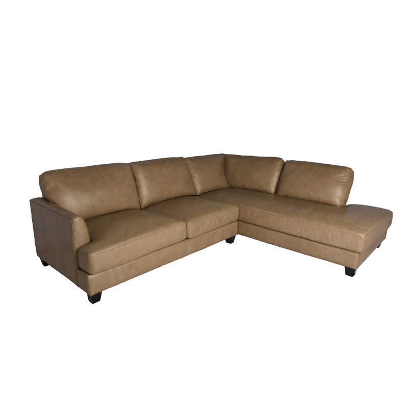 104" Wide Genuine Leather Modular Sofa & Chaise, Left Hand Facing