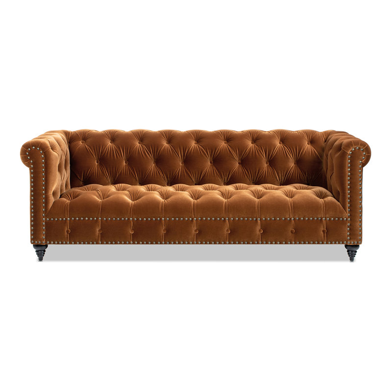 Newell Upholstered 88'' Sofa, Burnt Orange Velvet