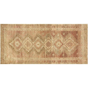 Gallery Size One-of-a-Kind Hand-Knotted 1960s 5'7" x 12'4" Runner Wool Area Rug in Brown/Beige