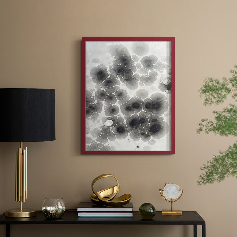 Reproduction encadrée Marbrant - bois massif, H 15 po x l 12 po, Rouge