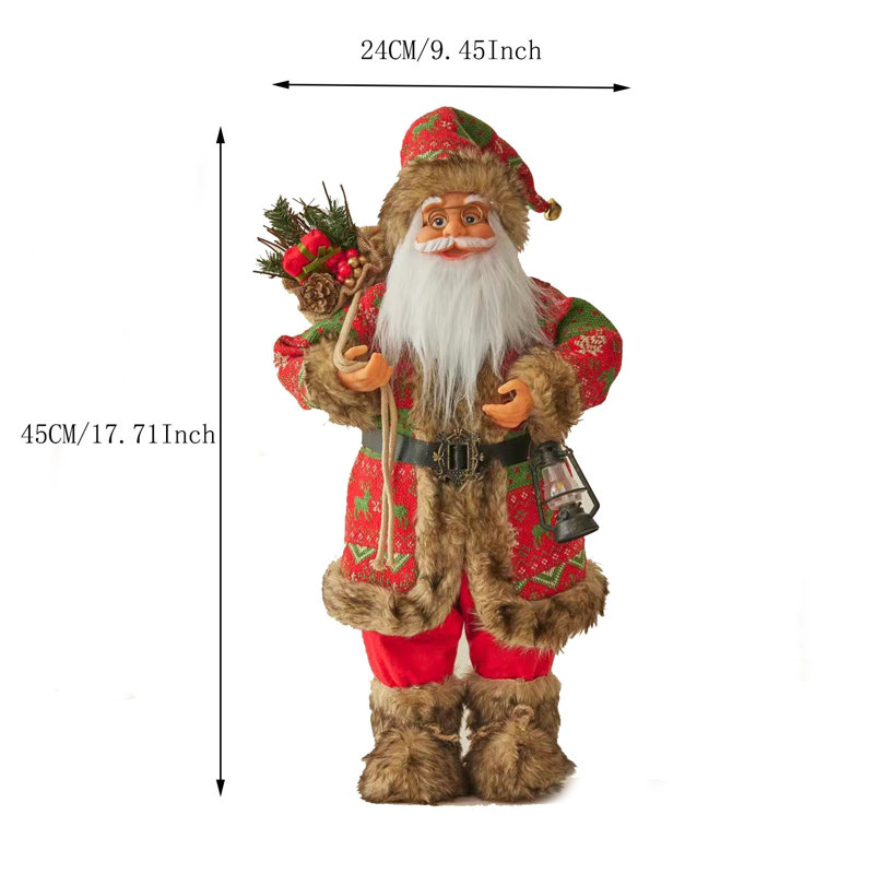 Lanterne de bonbon de 23,6 po de couleur rouge Père Noël