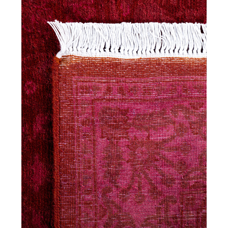 Overdyed Hand-Knotted Wool Modern-Contemporary Red Runner 2' 7" x 18' 2"
