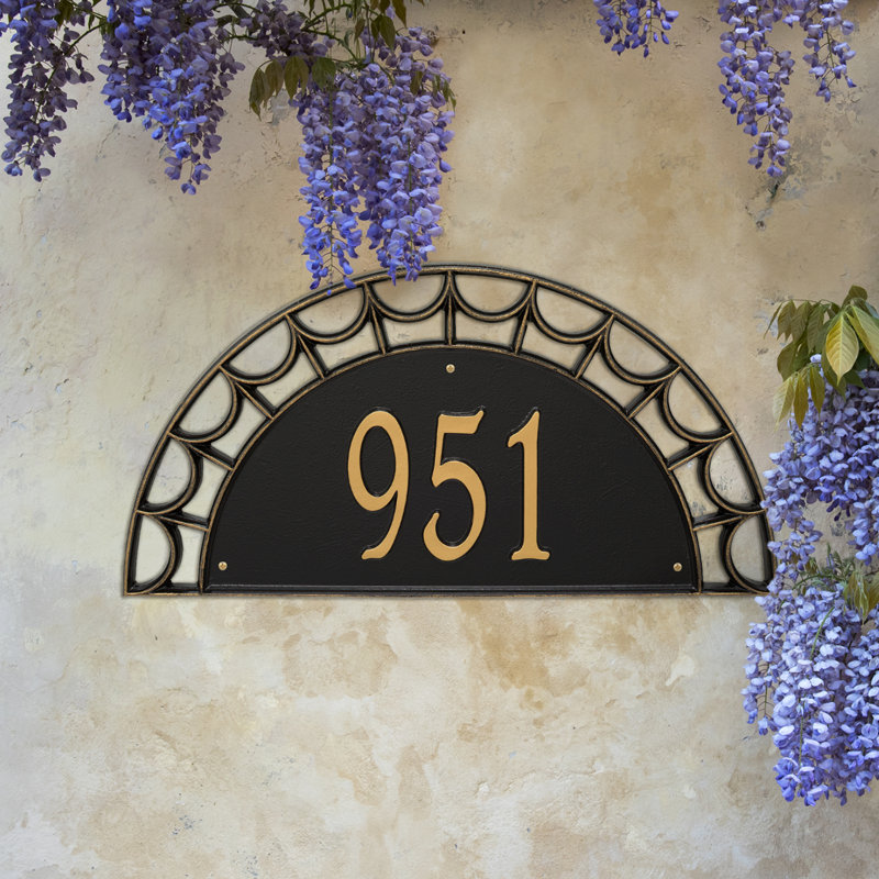 Plaque d'adresse murale 1 ligne Signature Series, Noir, Or, Oui