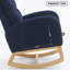 Fauteuil à bascule décoratif avec repose-pieds et pochette de rangement, chaise berçante à haut dossier bleu marine profond, siège en bois d'hévéa pour chambre de bébé, l 38,36 po x P 26,77 po x H 39,76 po-744702699