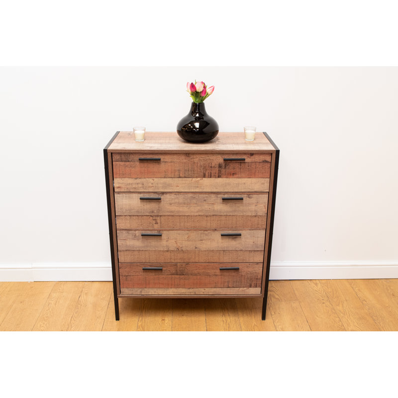 Juno 83.8cm W 4 - Drawer Chest of Drawers, Rustic Oak