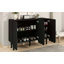 Armoire à chaussures minimaliste de style crème avec 5 pieds en bois massif, armoire buffet avec tablettes réglables, grande armoire de rangement avec portes ondulées pour le salon-1027484362