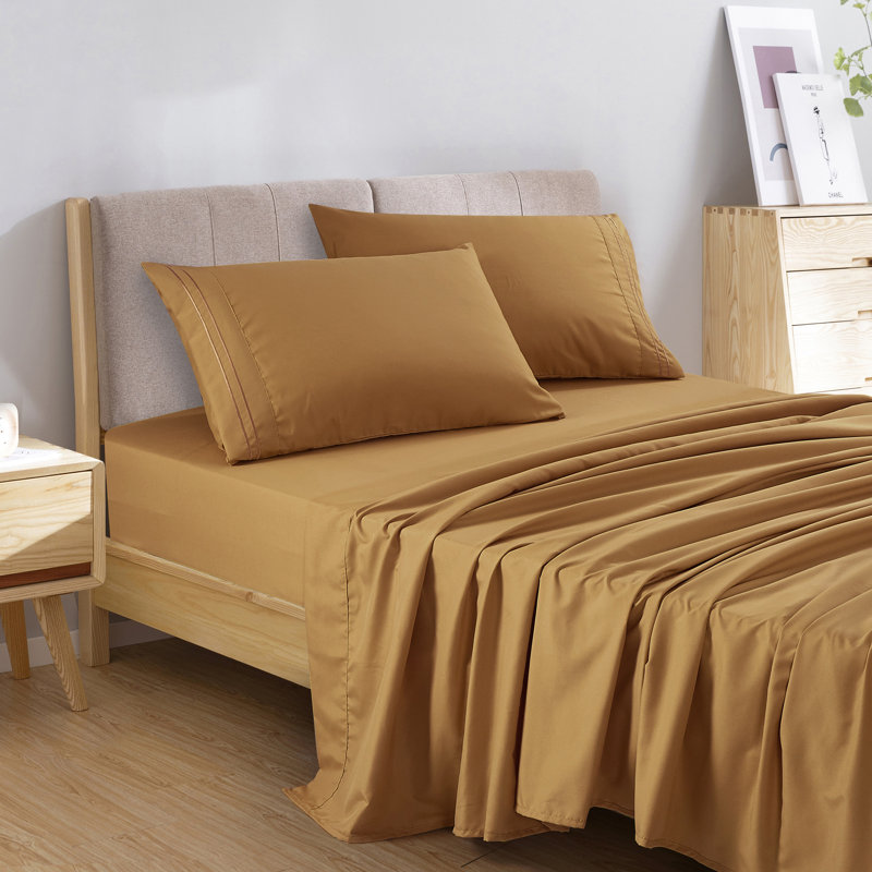 Jcrown Microfiber Sheet Set, Full Sheet Set with 2 Pillowcases, Camel