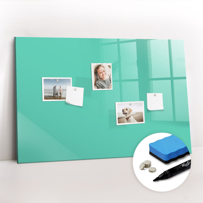 Magnetic Glass Dry Erase Board, Turquoise