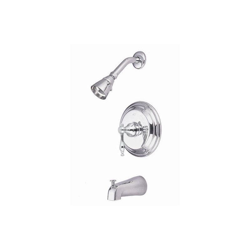 Volume Control Tub and Shower Faucet with Naples Lever Handle, Polished Chrome