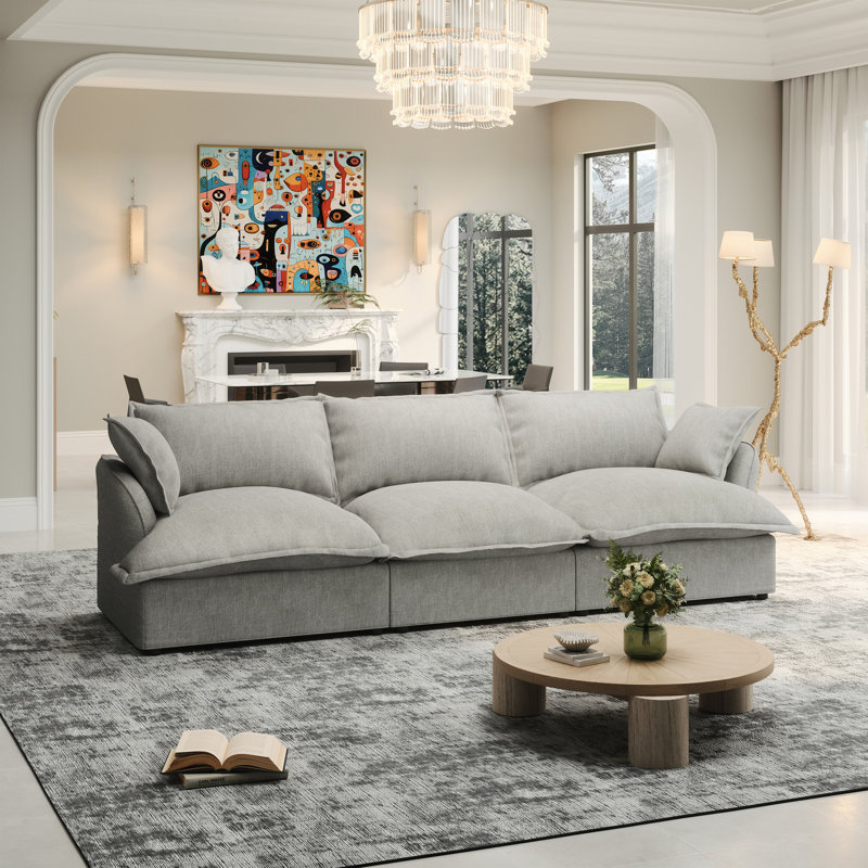 Canapé modulaire 3 places pour salon Rinnie, Gris