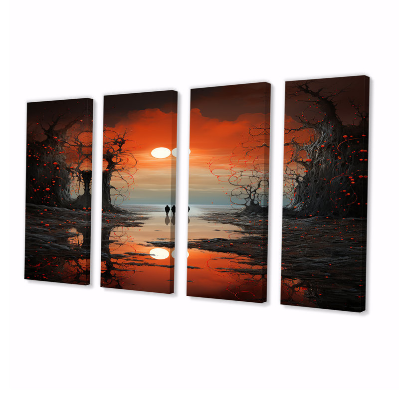 «Twickenham - Abstract Landscape Wall Art For Living Room», 4 pièces, H 28 po x l 48 po