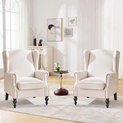 Upholstered Wingback Accent Chair with Nailhead Trim