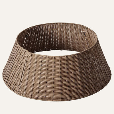27in Farmhouse Christmas Tree Collar, Wicker Skirt for 7.5ft Artificial Trees,, 4-Piece Wicker Base Cover