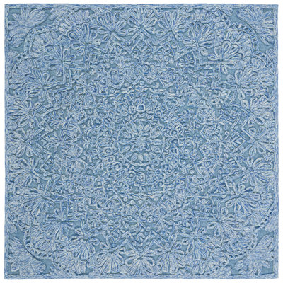 Tapis bleu clair touffeté à la main à motif géométrique Scottsville