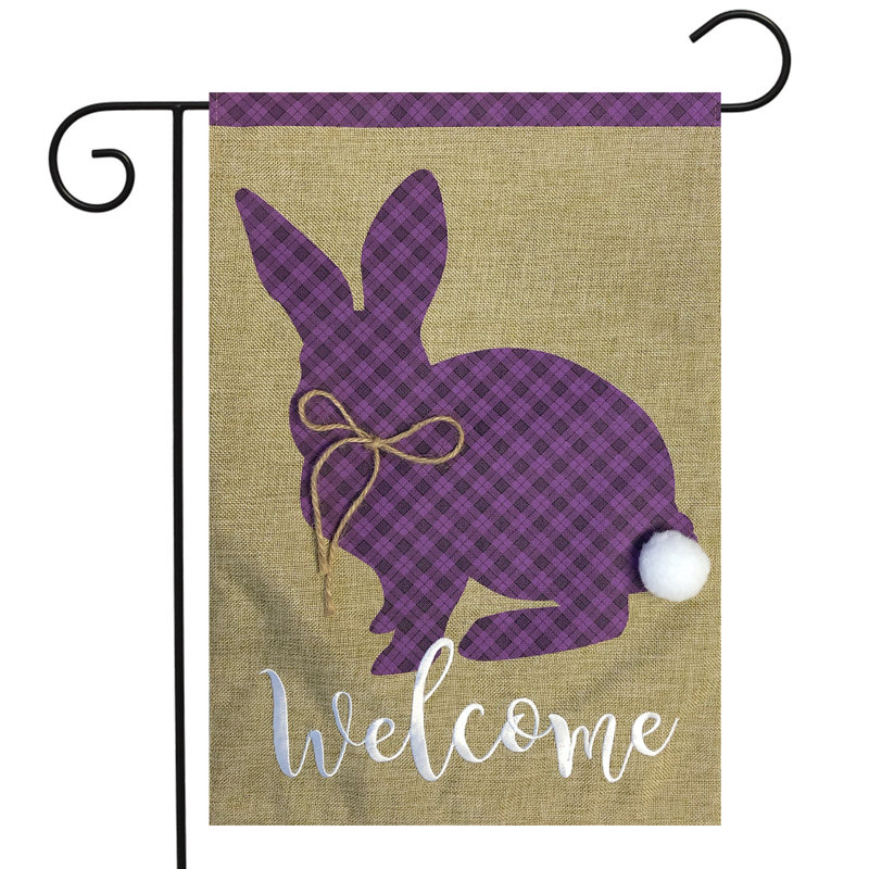 Drapeau de jardin Cottontail, Mauve / blanc / brun