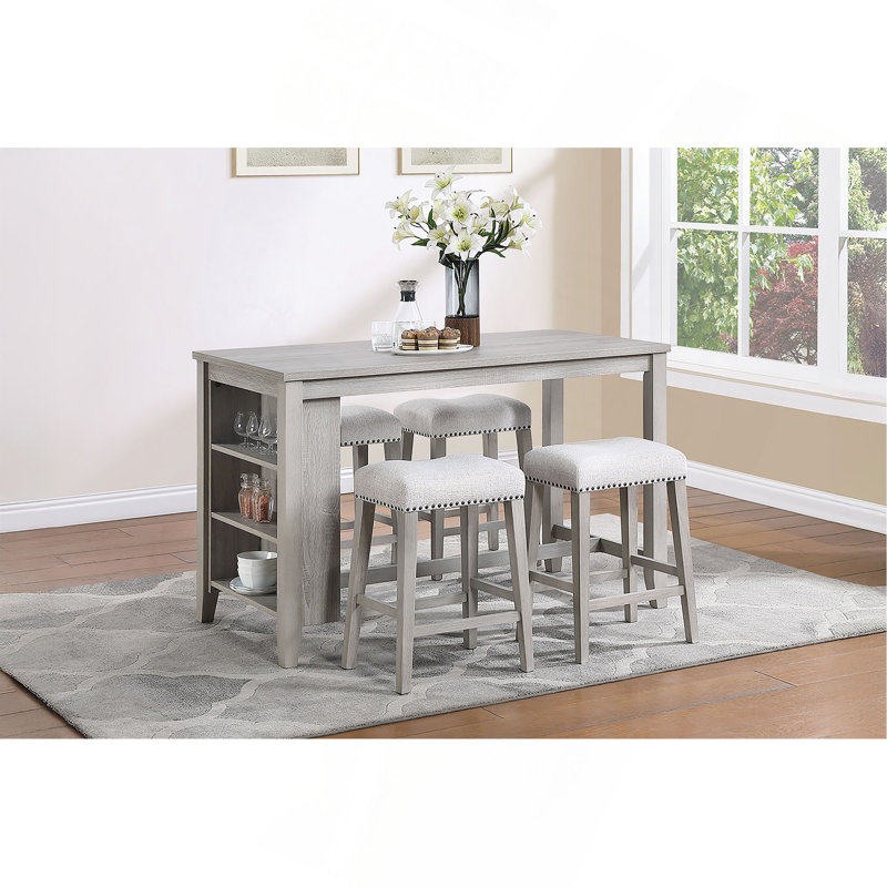 Ensemble de comptoir 5 pièces, 36" H x 58" W x 28" D, Grey, Grey, Grey
