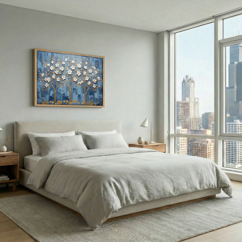 Ensemble de 1 tableau sur toile représentant un arbre floral, 24"H x36"W, Naturel