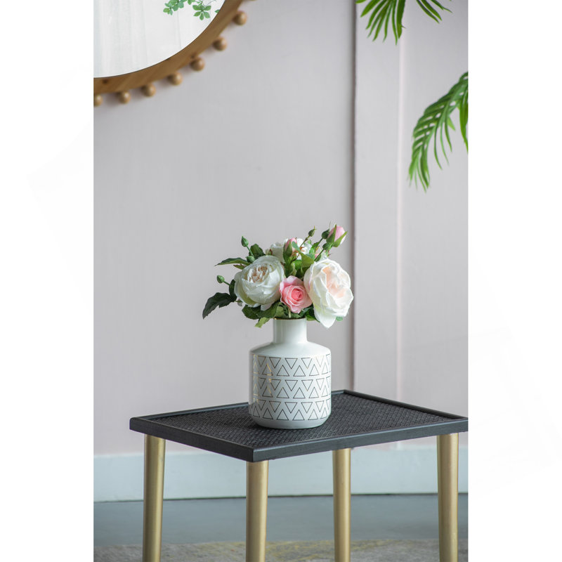 D5.9X7.9 "Vase rond blanc / or