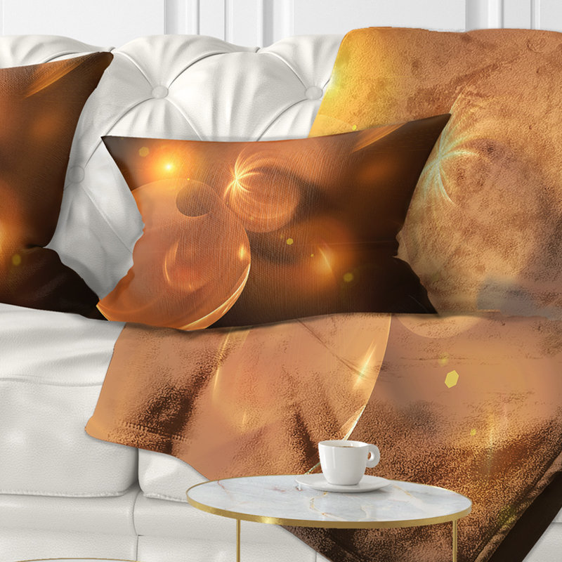 Doux cercles brillants jaunes - coussin imprimé abstrait, Rectangulaire, 12 po x 20 po