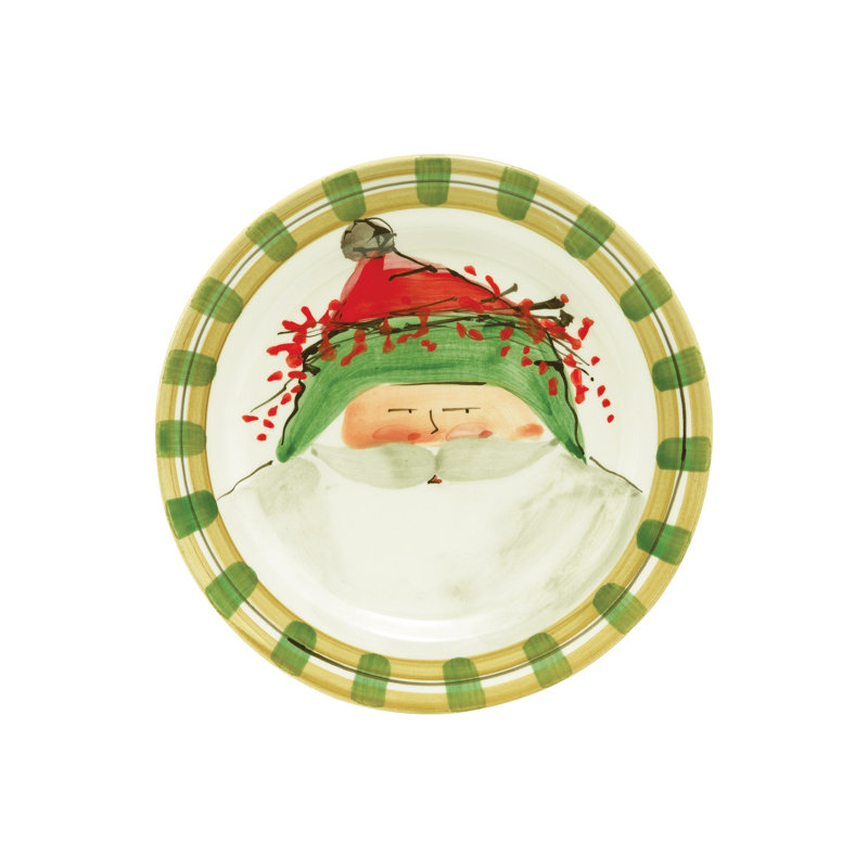 Assiette à salade ronde Old St. Nick - chapeau vert