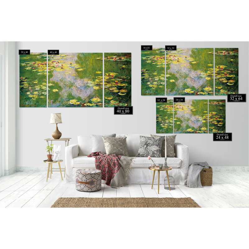 Water Lilly - Impression sur toile tendue, H 24 po x l 48 po x P 1,5 po