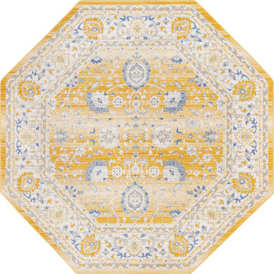 Tapis traditionnel Matthei couleur moutarde