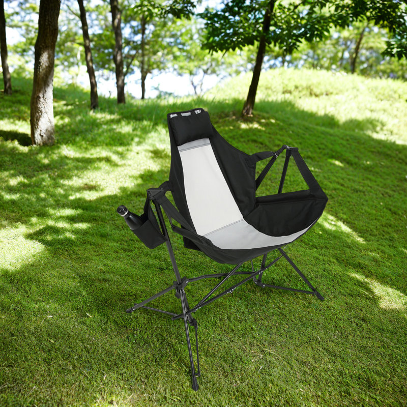 Hammock Camping Chair, Folding Portable Rocking Chair, Adjustable  Recliner With Pillow & Cup Holder For Outdoor Lawn Travel