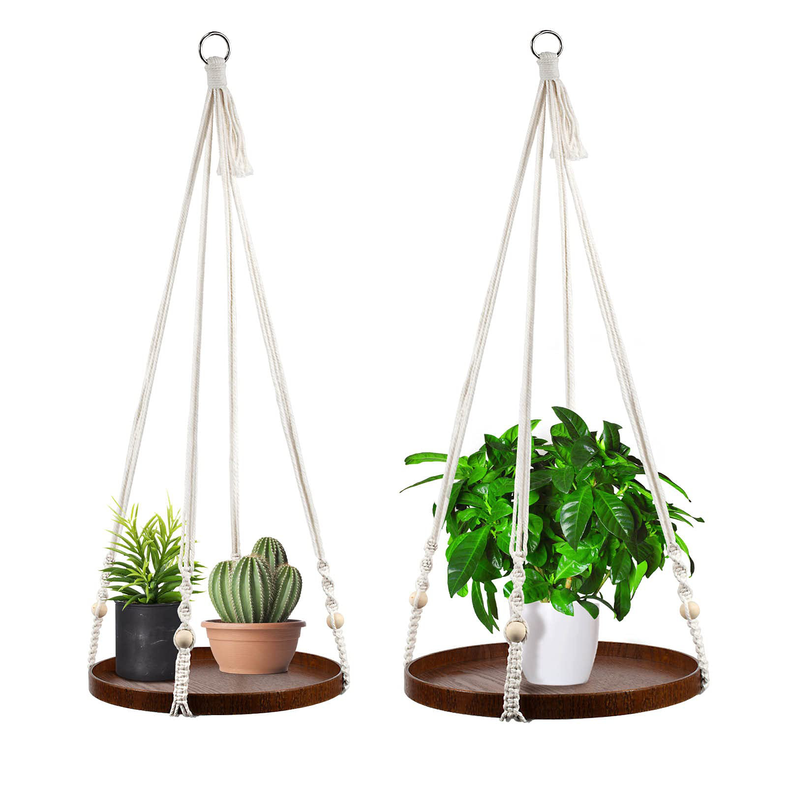 Dakota Fields Macrame Plant Hanger - 2 Set Indoor Hanging Planter Shelf ...