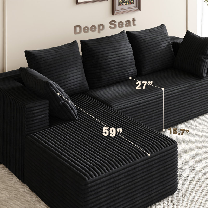 Canapé modulaire 106 po Cloud Comfort, Noir