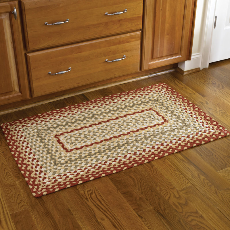 Tapis en coton tressé bourgogne/blanc fait main