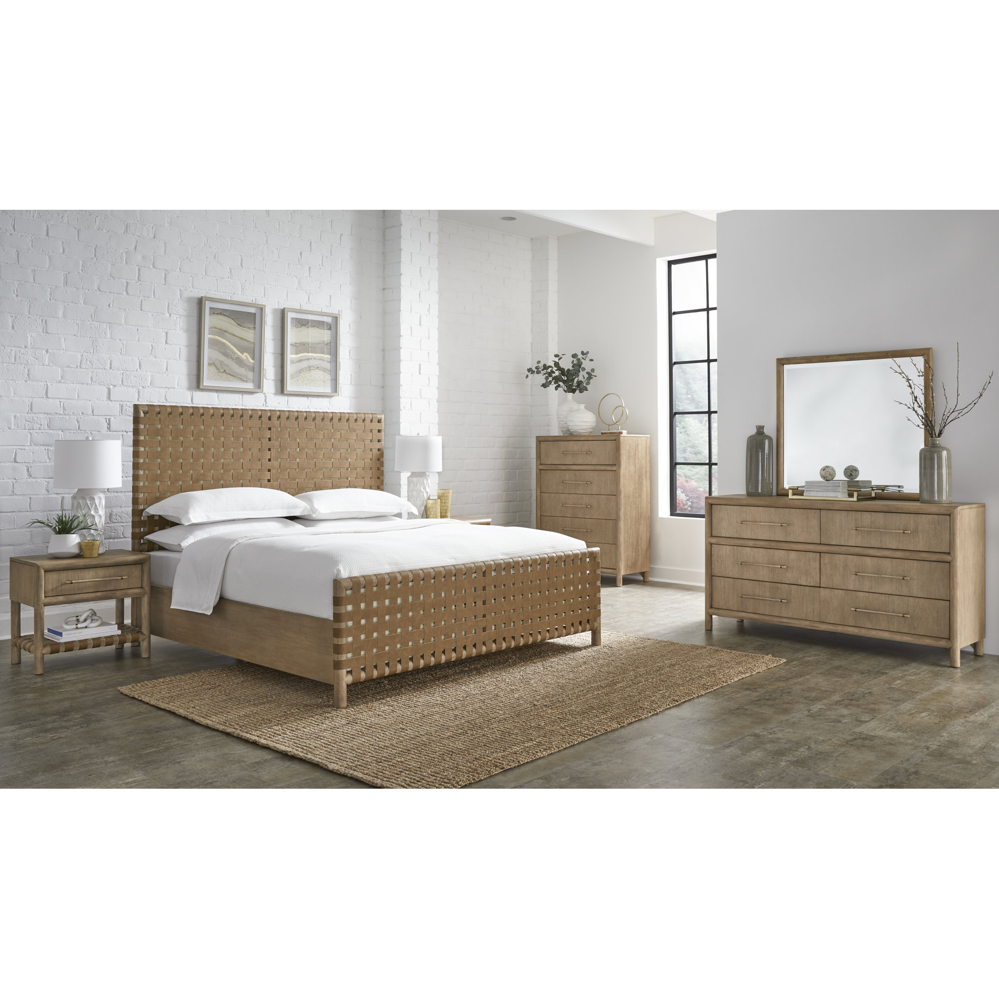 Colleen Leather Bed, Granola, Queen