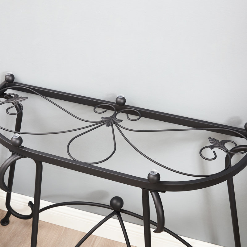 Table basse rustique en verre trempé noir