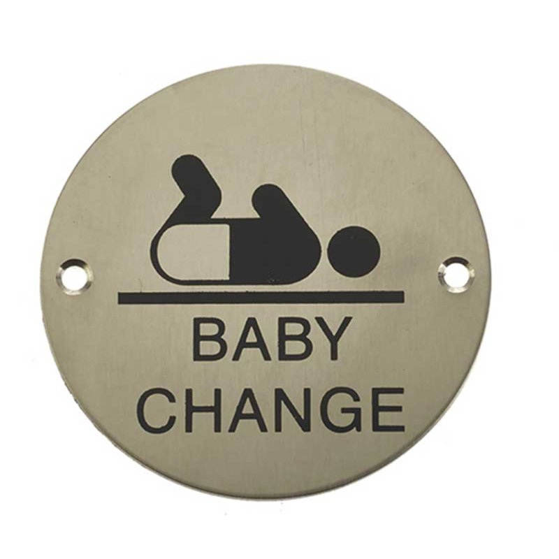 Dia Baby Change Sign, Satin Stainless Steel