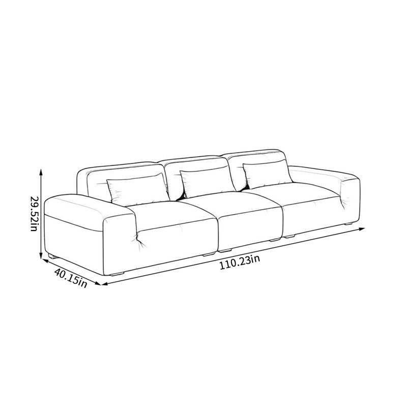 Canapé minimaliste rétro en ligne, 4, H 29,52 po x l 110,23 po x P 40,15 po