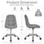 Chaise de bureau moderne rembourrée sans accoudoirs avec roulettes, chaise de bureau pivotante à dossier moyen à hauteur réglable-437521558