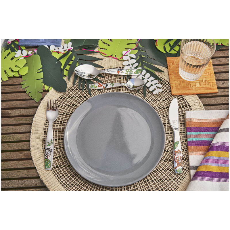  Ensemble de couverts pour enfants 4 pièces Jungle, argent
